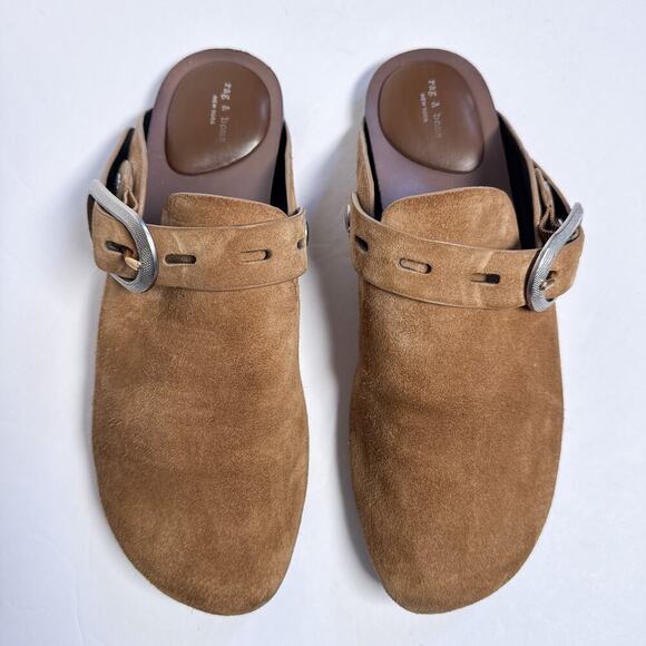 rag & bone Shoes - Rag & Bone Ansley Slide Suede Leather Buckle Mules Brown Size 39